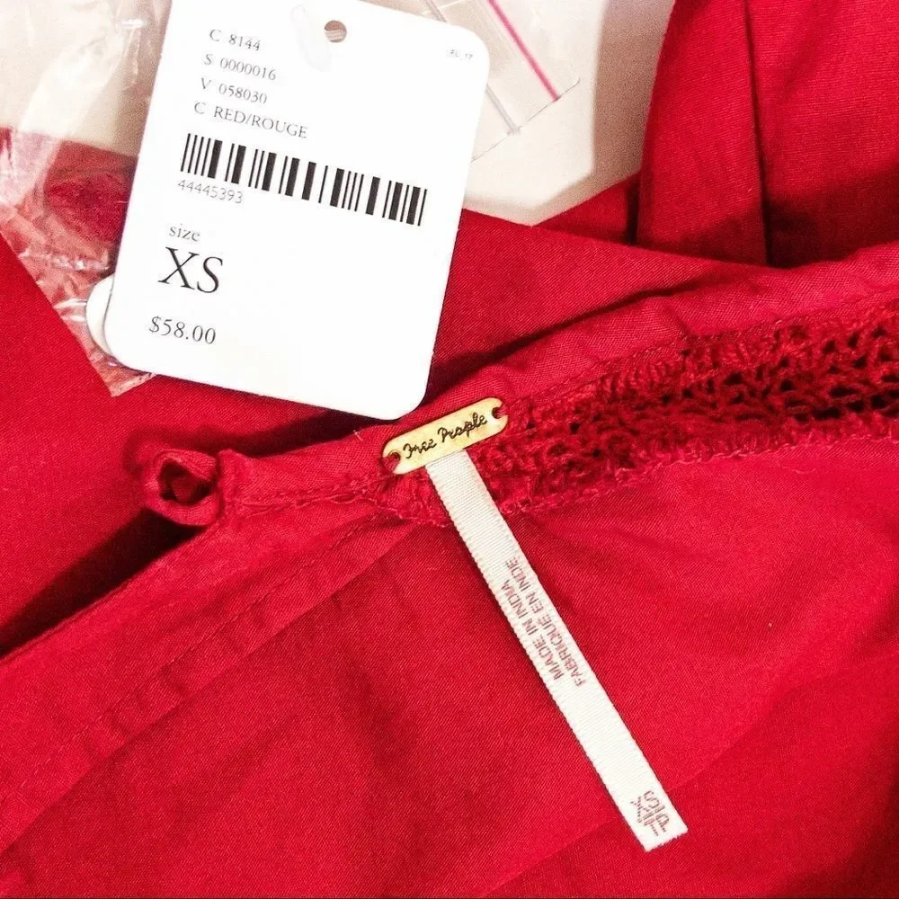 NWT Free People Red Ruffle Dress Sz XS